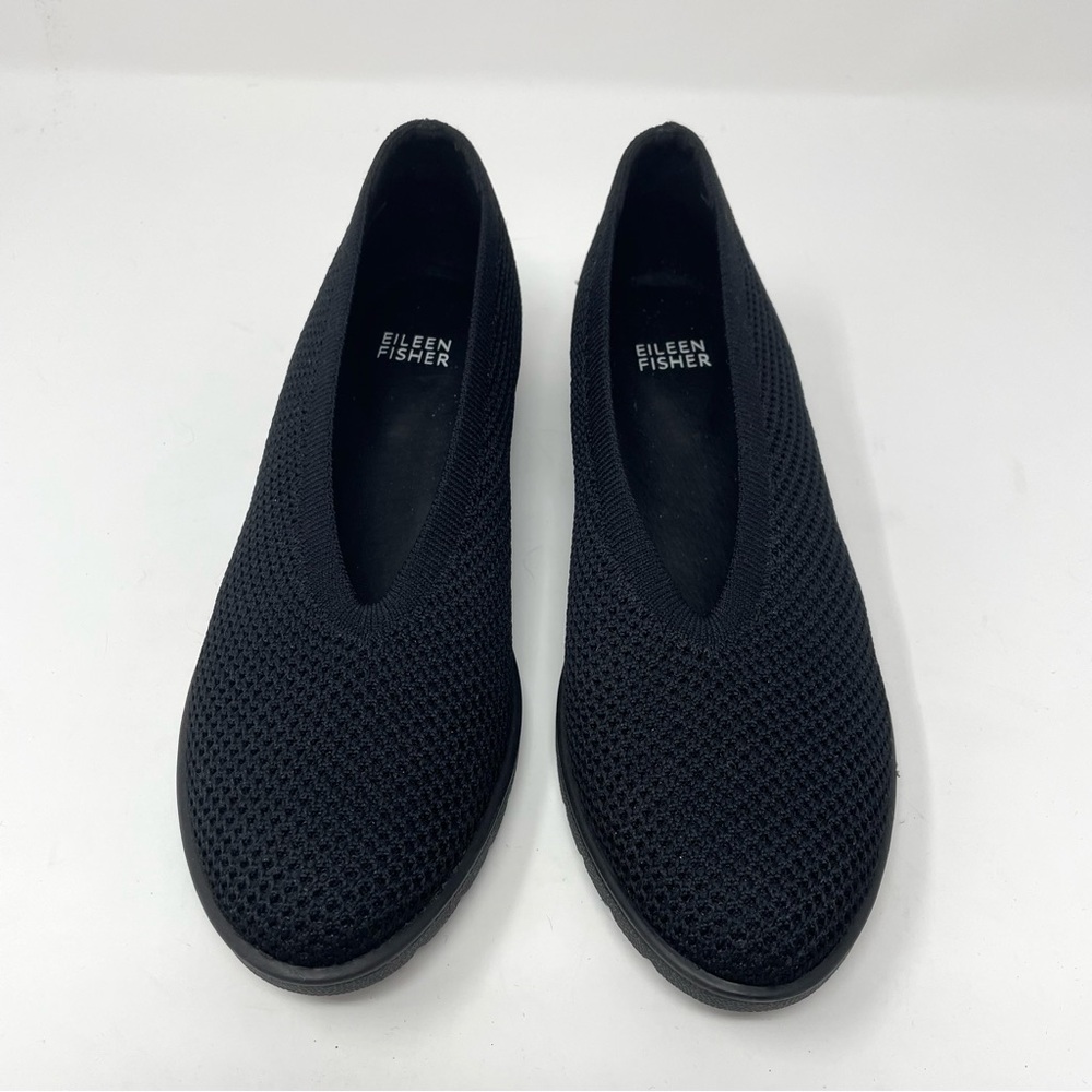 EILEEN FISHER Heaven Stretch Knit Wedge Ballet Flat in Black Size 7 - Picture 3 of 7